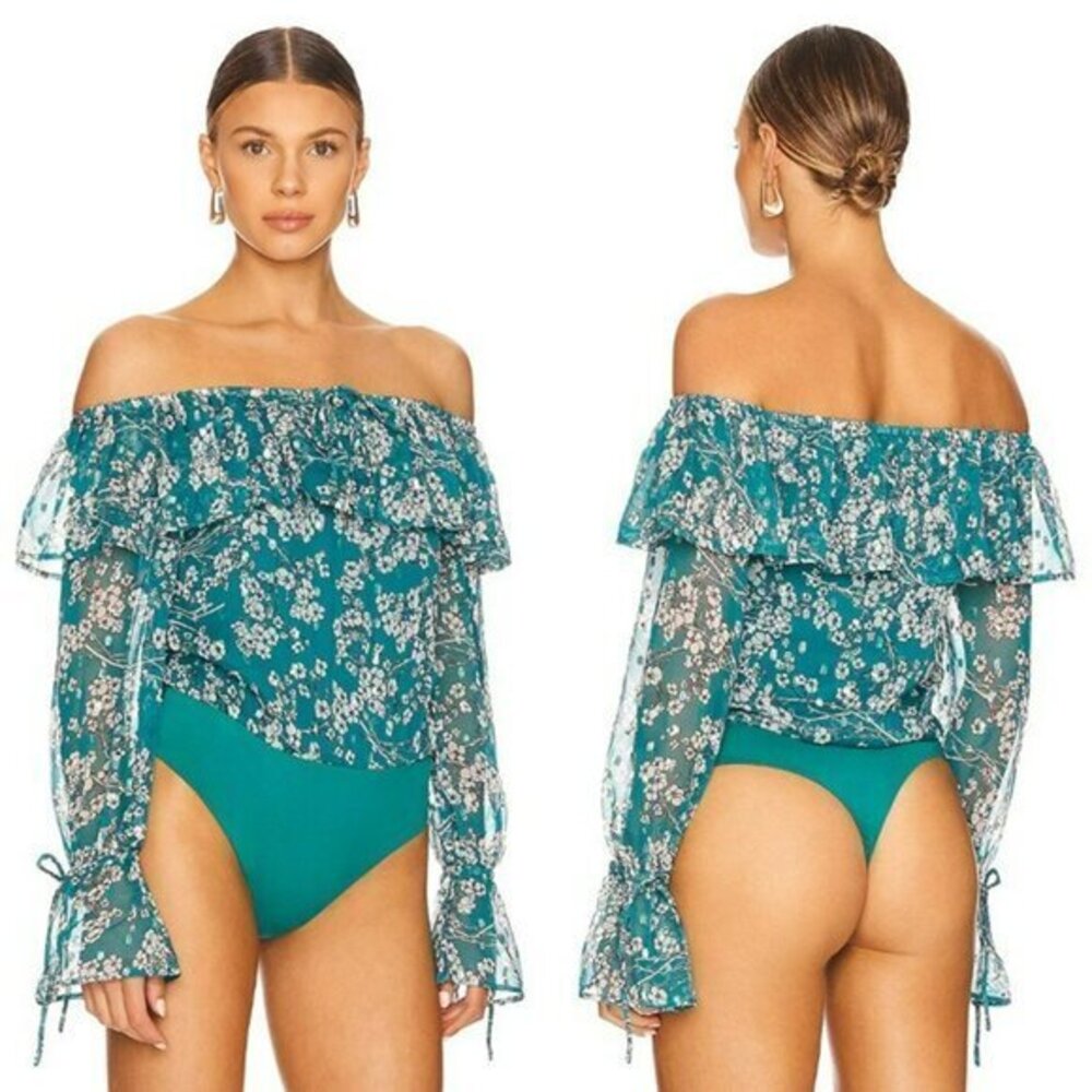 House of Harlow 1960 xREVOLVE Vada Bodysuit - Teal Floral Multi